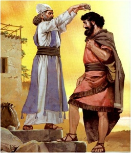 Samuel unge a Saul como rei